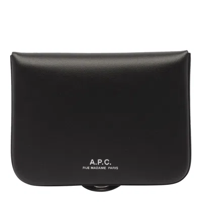 Apc Josh Logo-detailed Leather Wallet In Black