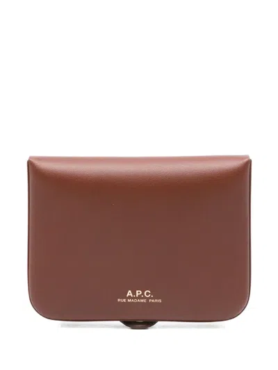 Apc Josh Leather Wallet In Brown