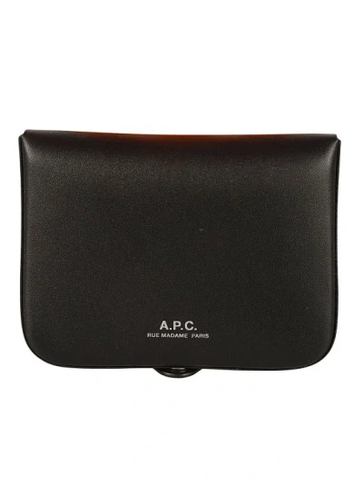 Apc Josh Snap-fastening Leather Wallet In Black