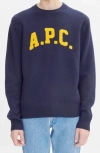 Apc Cozy Crew Neck Sweater Unisex Model In Dark Navy