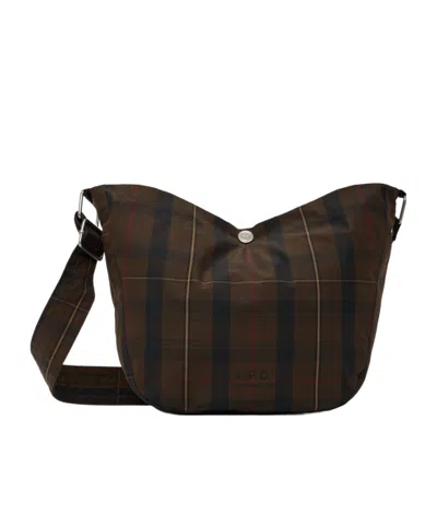 Apc Journal Small Check Shoulder Bag In Brown