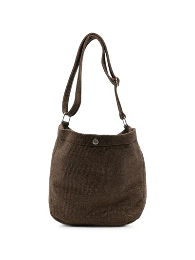 A.p.c. Journal Twill Shoulder Bag In Brown