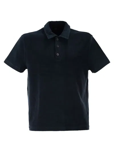 A.p.c. Julian Cotton Terry Polo Shirt In Blue