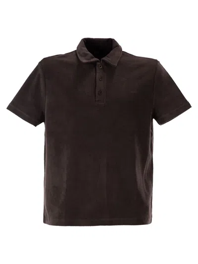 Apc A.p.c. Julian Organic Cotton Terry Polo Shirt In Brown