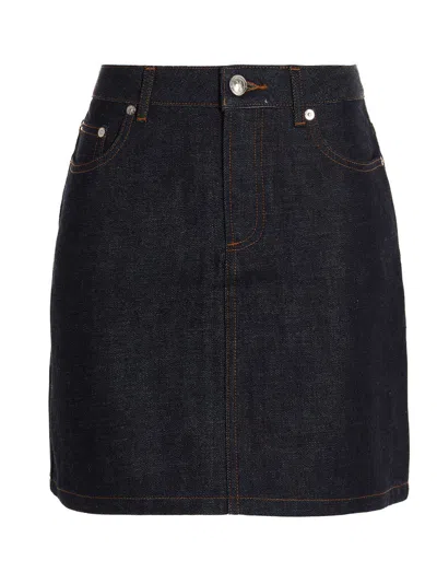 Apc A.p.c. Denim Jupe Mini Skirt In Black
