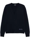 Apc A.p.c. Navy Blue Wool Cardigan In Blue
