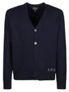 Apc A.p.c. Navy Blue Wool Cardigan In Iak Dark Navy