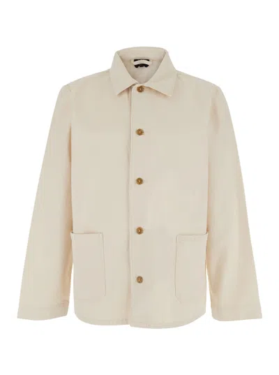 Apc Kerlouan Beige Jacket With Classic Collar And Front Button Closure In Cotton Man