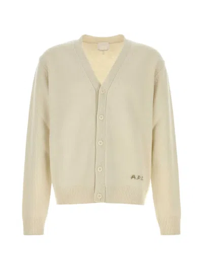 A.p.c. Kevin Logo-embroidered Cardigan In Neutral