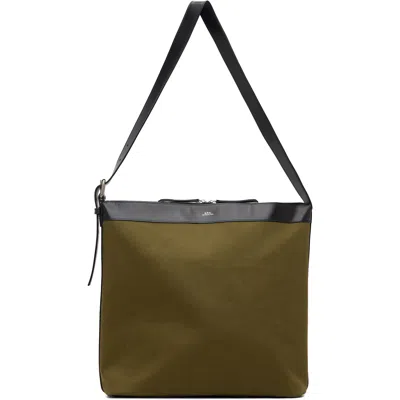 A.p.c. Khaki & Black Vera Maxi Biker Bag In Green