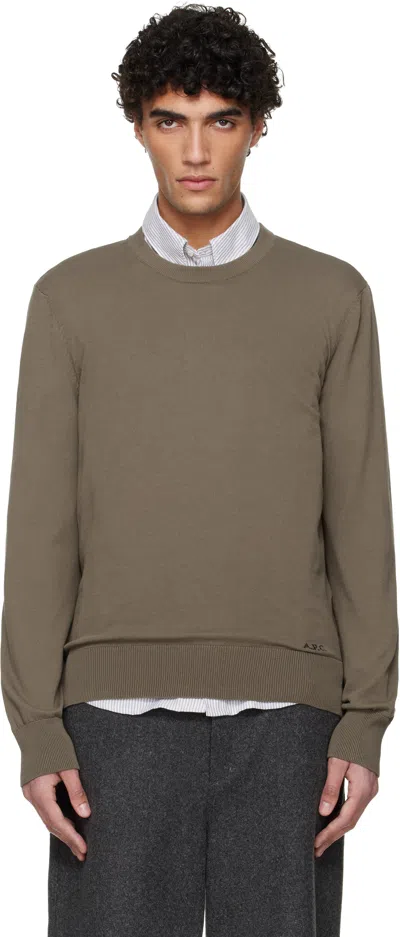 A.P.C. KHAKI COTTON SWEATER