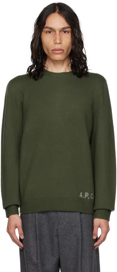 Apc Khaki Edward Sweater In Kaki Militaire / Ecr