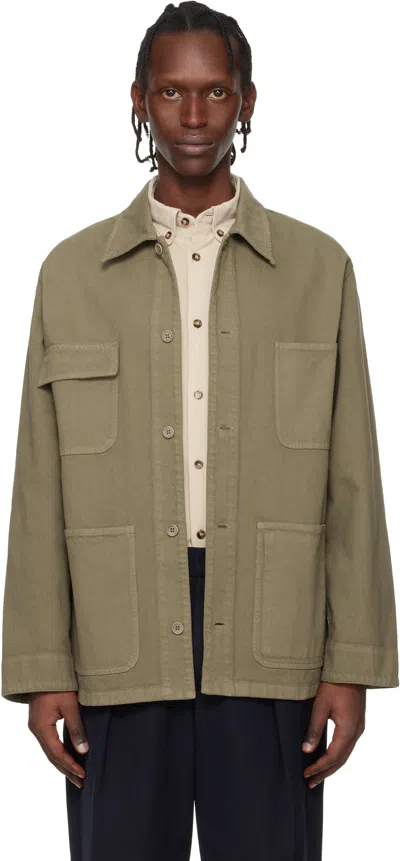 Apc Khaki Loose-fit Overshirt In Green