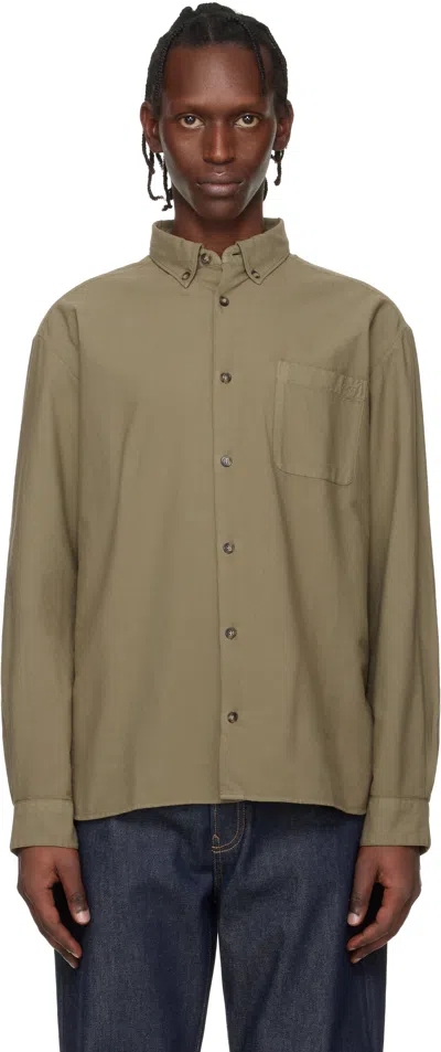 A.p.c. Khaki Mateo Logo Shirt In Green