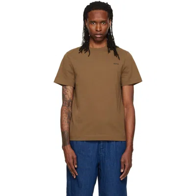 A.p.c. Oliver Logo-embroidered Cotton-jersey T-shirt In Brown
