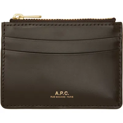 A.p.c. Khaki Paris Card Holder In Kbe Dark Olive