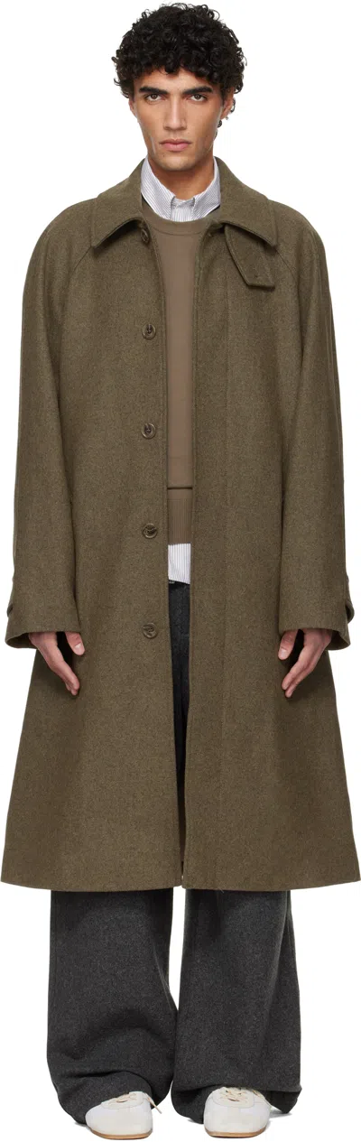 Apc Khaki Raglan Sleeve Coat In Brown