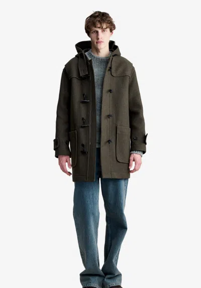 A.p.c. Khaki Recycled Wool Duffle Coat S Khaki Green