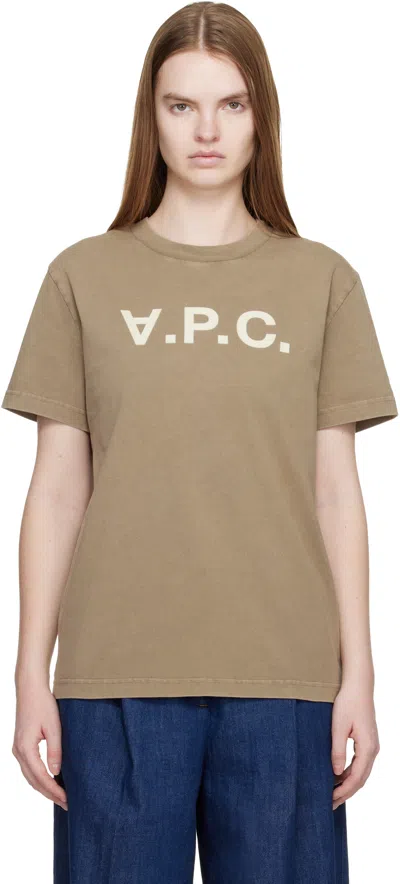 Apc Khaki Standard Grand 'vpc' T-shirt In Brown