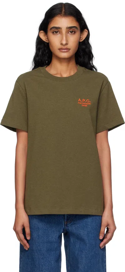 Apc Khaki Standard 'rue Madame' T-shirt In Green