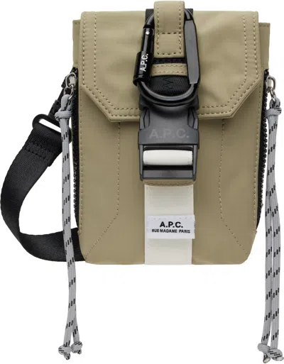 Apc Khaki Trek Crossbody Pouch In Kaw Green Taupe