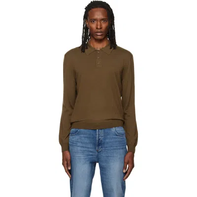 A.p.c. Khaki Wool Polo In Brown