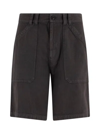 Apc Cotton Twill Shorts In Lad Anthracite