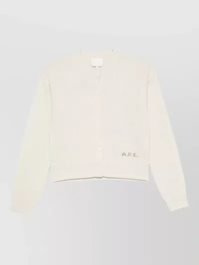 A.p.c. Knit Cardigan Long Sleeves Ribbed Cuffs Hem In White