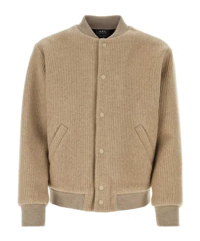 Apc Knitted Bomber Jacket In Nude