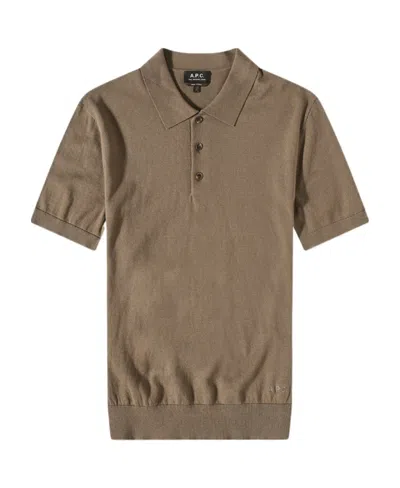Apc Knitted Polo Shirt In Brown