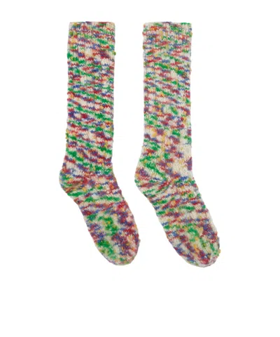 Apc Knitted Wool-mohair Socks In Nude