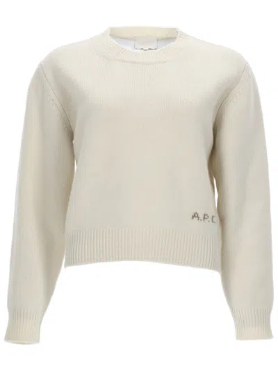A.p.c. Knitted Wool Sweater With Classic Crew Neckline In Gold