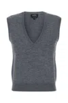 Apc A.p.c. Sleeveless Gilet With Plunging V-neck In Gray