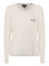 Apc Albane Logo-embroiderd Jumper Ecru In White