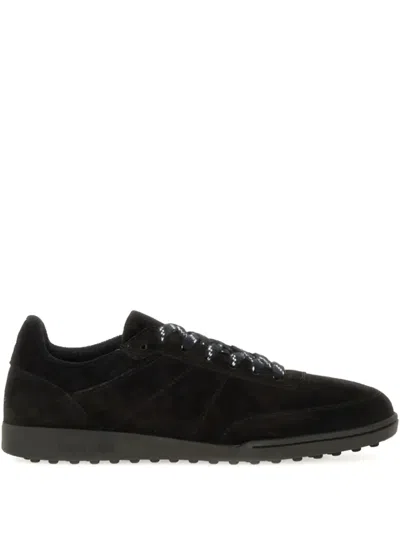 A.p.c. Round Toe Suede Sneakers Rubber Sole In Black