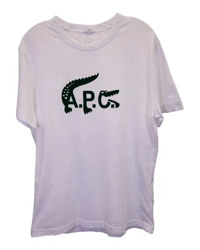 Apc Lacoste X A. P.c. Logo Graphic T-shirt In White Cotton In Pink