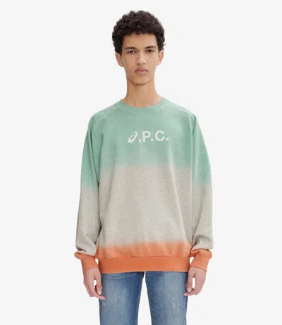 Apc Asics Logo-print Dip-dyed Organic Cotton-jersey Sweatshirt In Saa - Multicolored