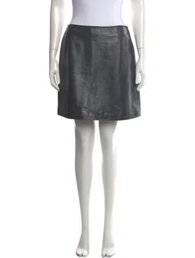 Pre-owned A.p.c. Lamb Leather Mini Skirt In Grey