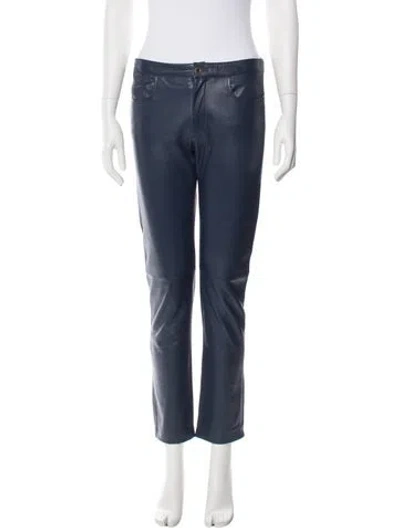 Pre-owned A.p.c. Lambskin Straight Leg Pants In Blue