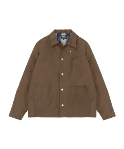 Apc Lapel Long-sleeved Casual Jacket In Green