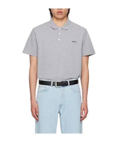 Apc Lapel Short-sleeved Polo Shirt In Gray