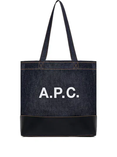 Apc Large Axel Denim Logo Tote Bag In Blue