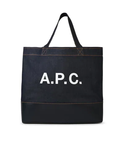Apc A.p.c. Man A.p.c. Large 'shopping Axel' Navy Denim Bag In Blue