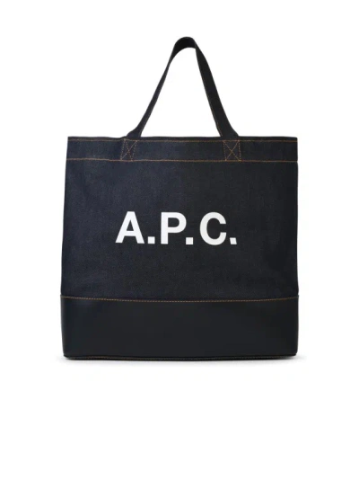 APC LARGE 'SHOPPING AXEL' NAVY DENIM BAG