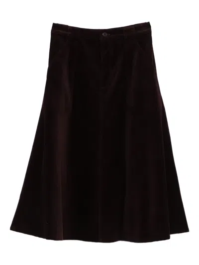 Apc Laurene Corduroy Flared Skirt In Red