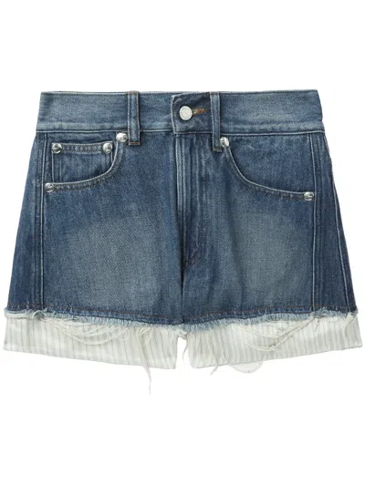 Apc Layered Denim Shorts In Blue