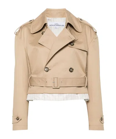 Apc Layered Trench Coat In Nude