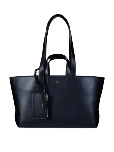 A.p.c. Le Drummer Cowhide Leather Tote Bag In Black