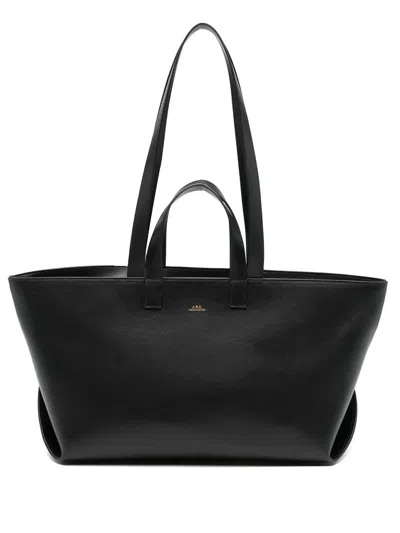 A.p.c. Le Drummer Leather Tote Bag In Blue