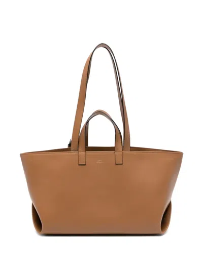 A.p.c. A. P.c. Mini Smooth Texture Top Handle Handbag With Pouch In Brown